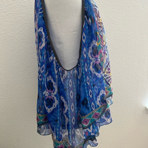 Zara Blue and Purple Patterned Blouse size Xl - Picture 4 of 9